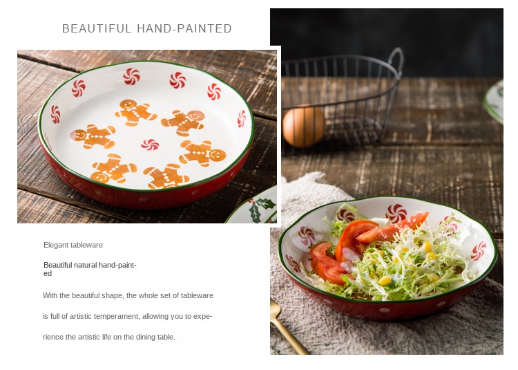 Nordic Style Porcelain Tableware Set , Hand Painted Ceramic Plates And Bowls For Hotel