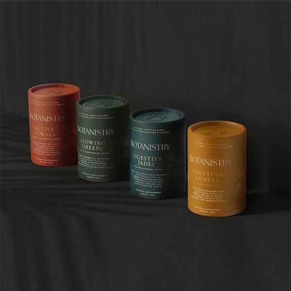 Biodegradable Food Grade Tea Protein Powder Coffee Beans Cylinder Packaging