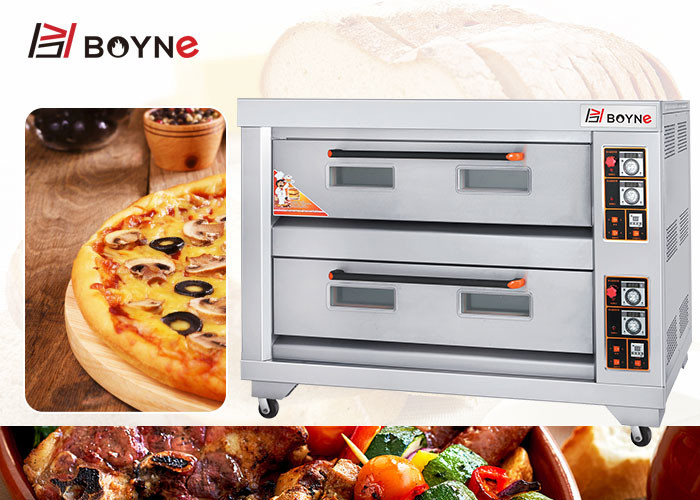 Stainless Steel Commercial Kitchen Gas Bakery Two Deck Six Tray Oven