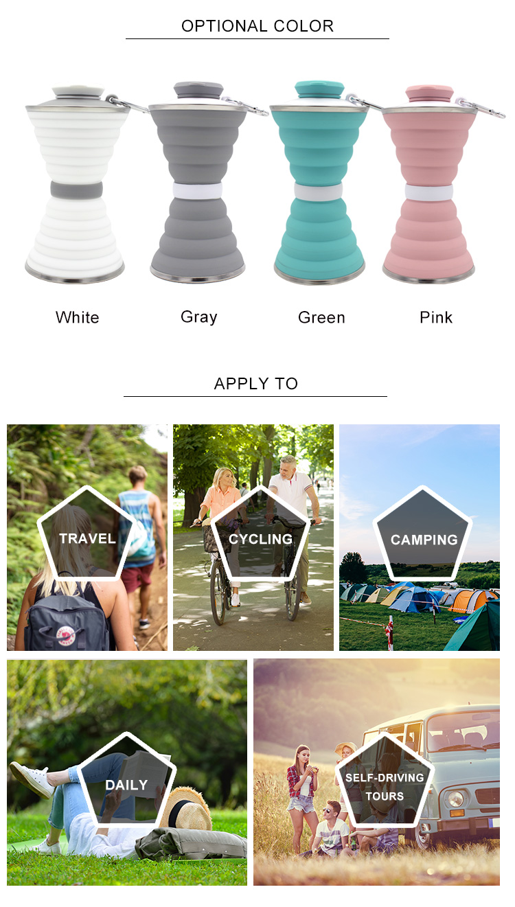 500Ml Silicone Expandable And Foldable Drinking Water Bottle