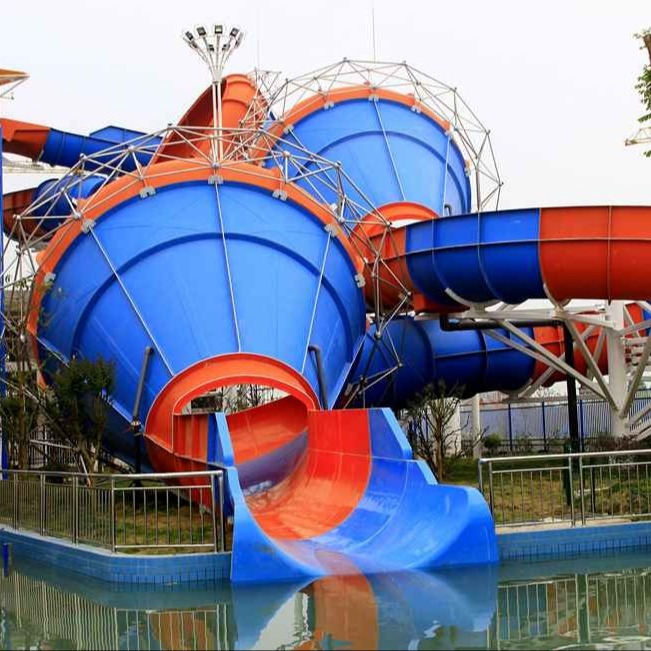 Galvanized Carbon Steel / Fiberglass Structure Tantrum Valley Water Slides For Family Games