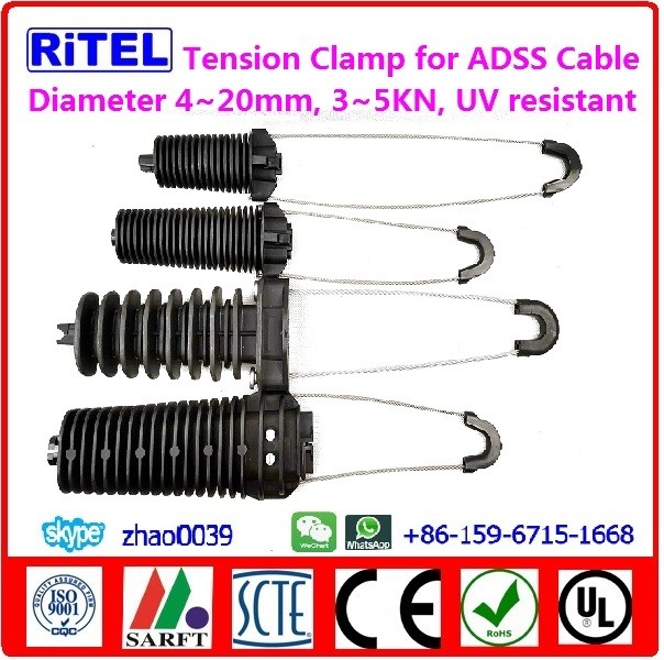 ftth/fttx/fttb fitting, anchor tension clamps, brackets and hooks for fiber optical cable installation