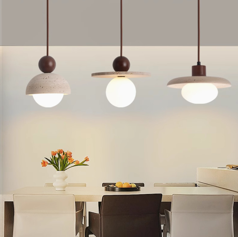 Yellow travertine wooden pendant lamp bedroom for home decorator interior stone pendant lamp