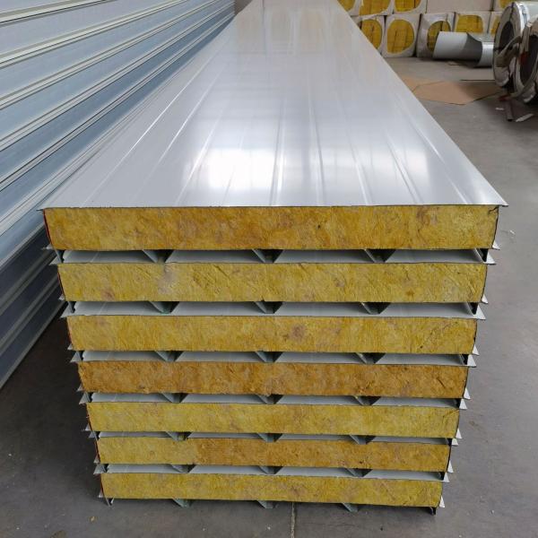 48kg/M3 Roof Panels Heat Insulation Materials Color Steel Rock Wool Sandwich