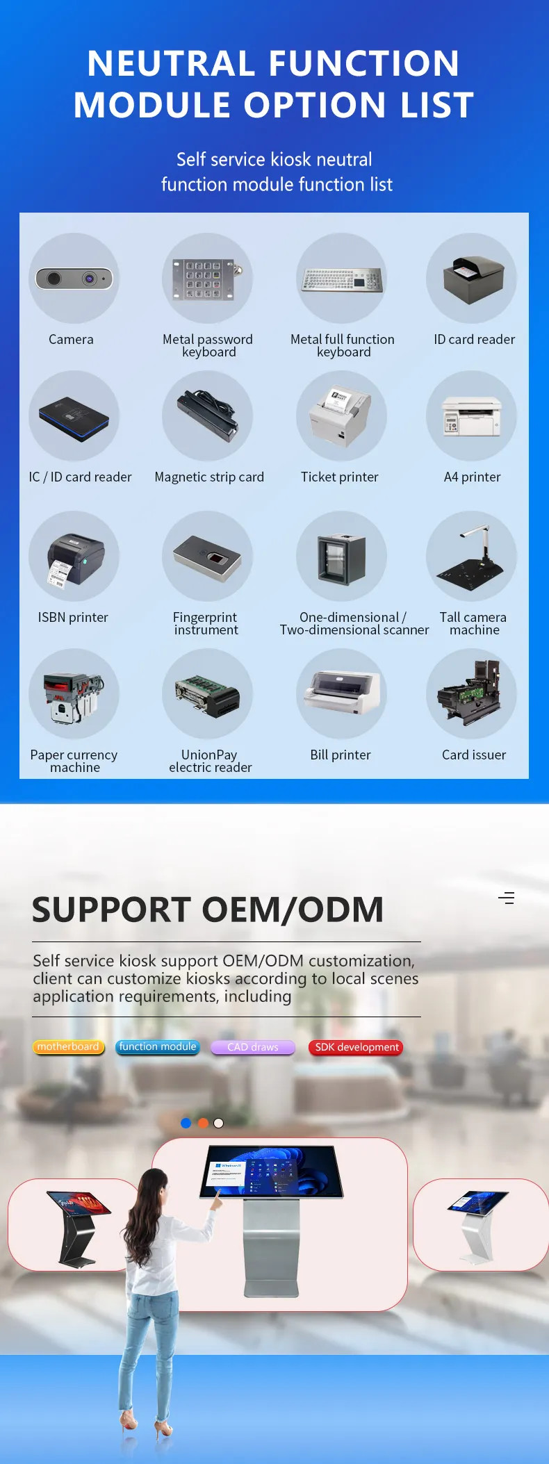 49 inch Capacitive Printing Multifunction Self Service Terminal Self Service Query Kiosk