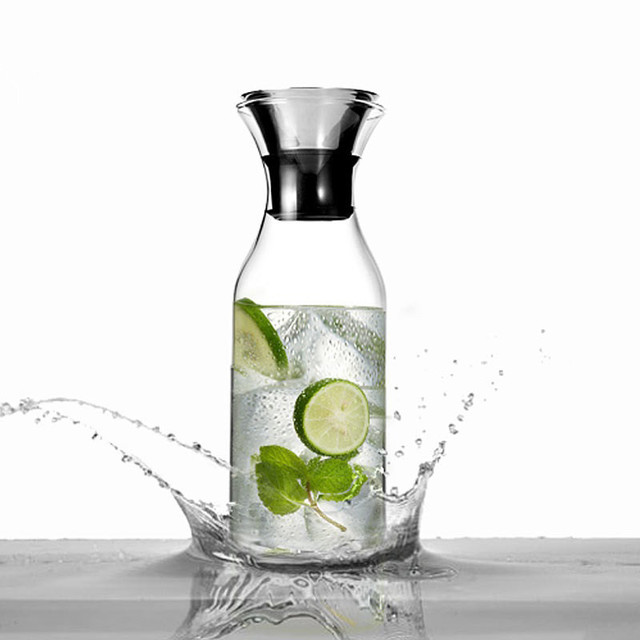 1000ml Clear Glass Water Pitcher , Glass Iced Tea Pitcher With Lid