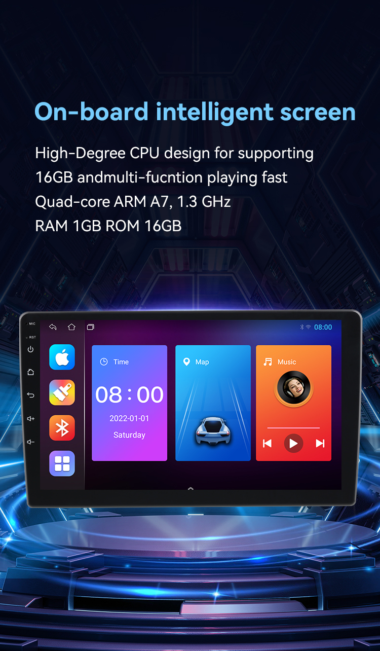Universal Android 10.0 Quad Core 2+32GB Touch Screen Car Radio DVD Player with BT WIFI FM GPS Navigation