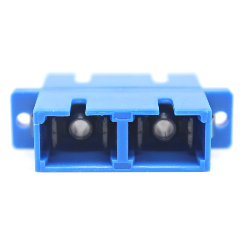 SC UPC Bule Duplex Fiber Optic Adapter with Flange Durability 0.2 dB 500 Cycle Passed
