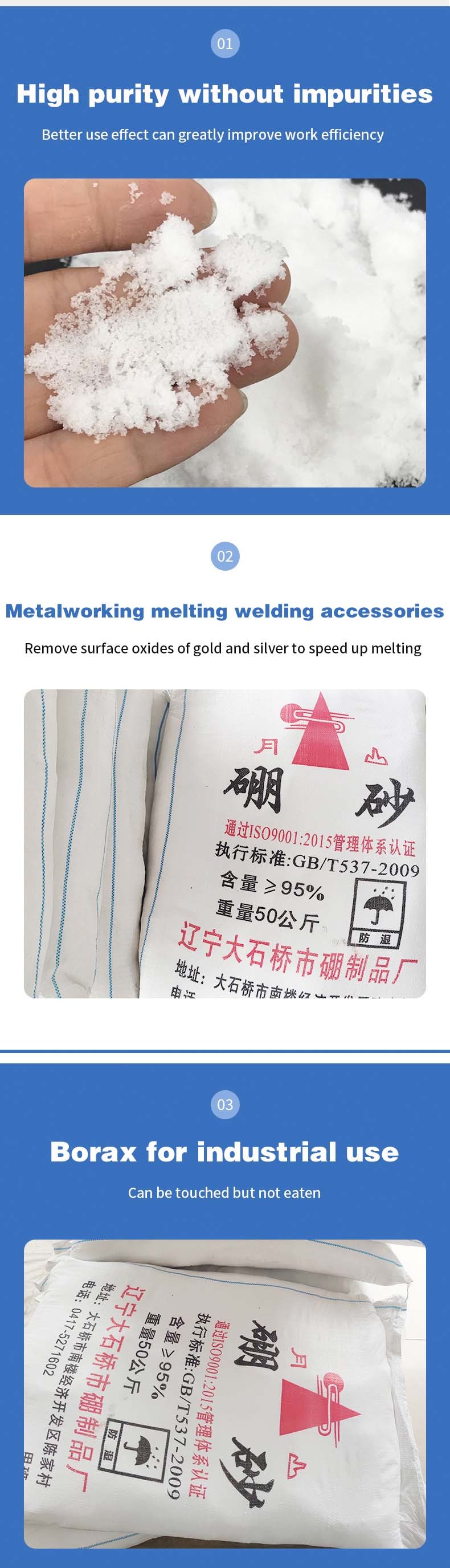 25kg Bag White Granule Borax Decahydrate and Anhydrous for Agriculture Grade Standard