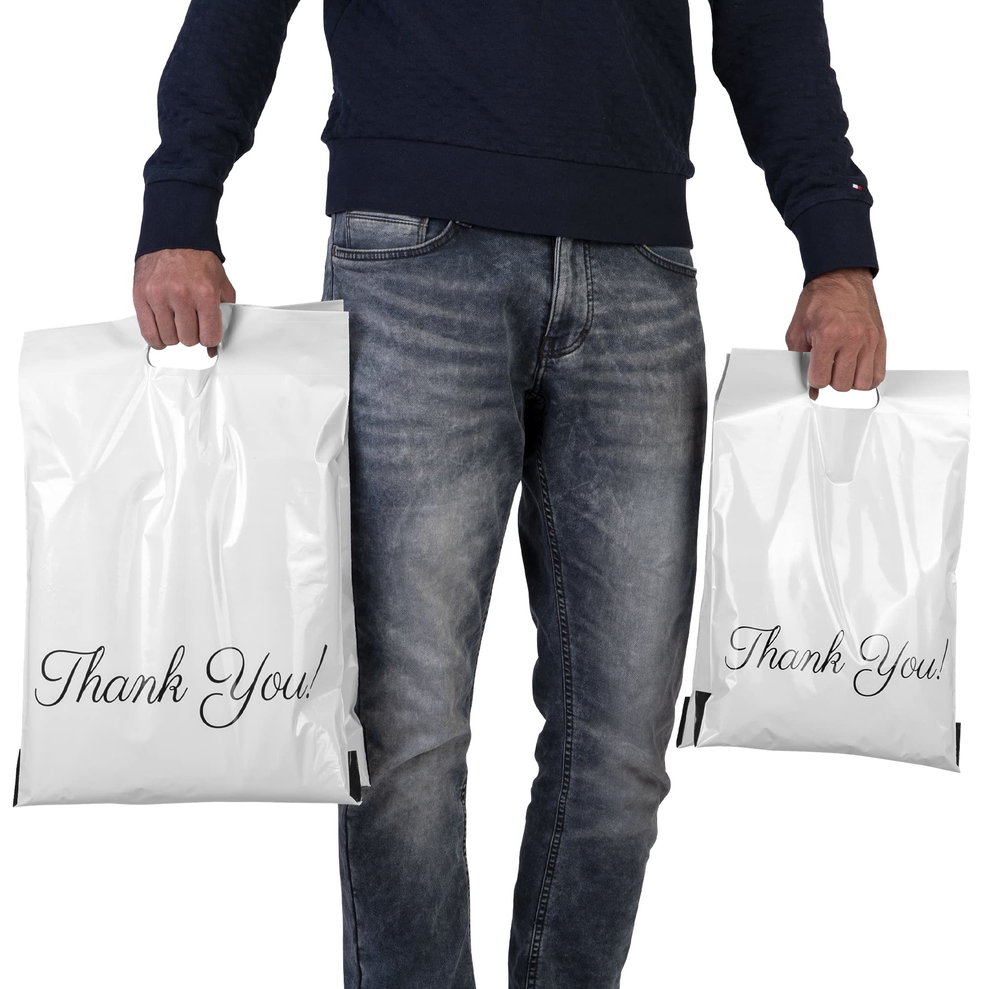 Waterproof Thank You Poly Mailers , Handled Poly Mailing Bag 12 X 15.5