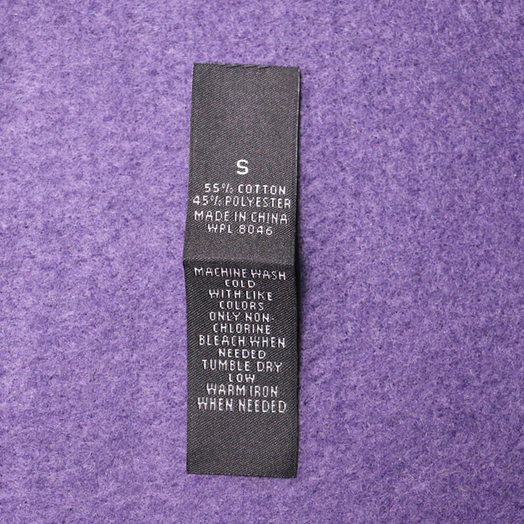End Fold Damask Woven Sewing Labels Size Tags White Background With Black Text