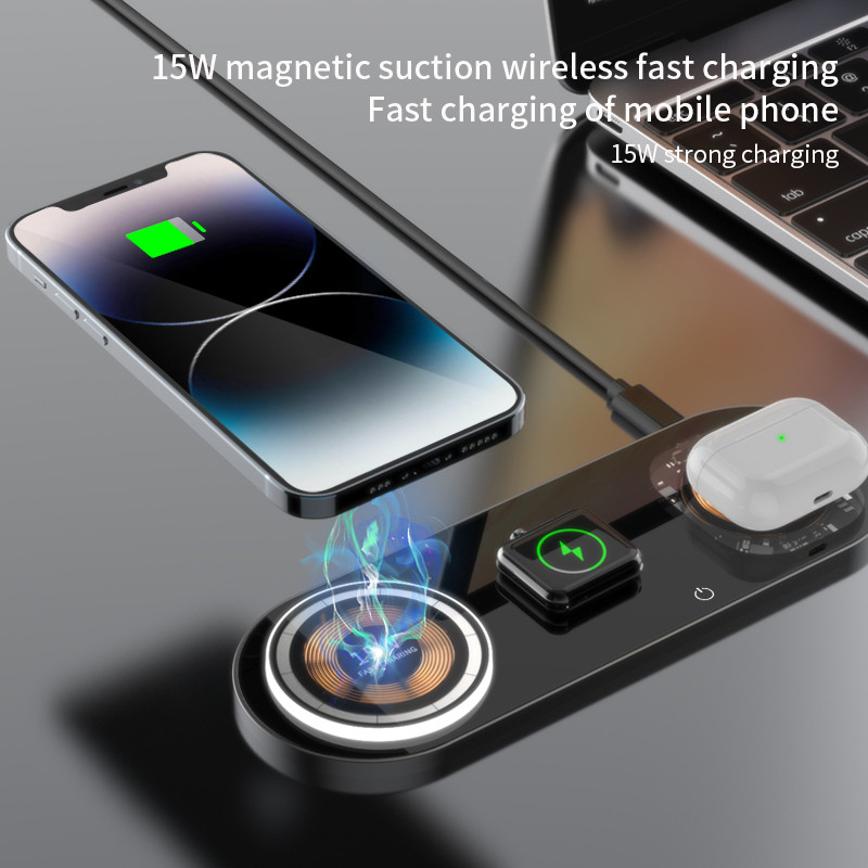 LED Magnetic Wireless Charger 4In1 Fast Charging Over Current Protected