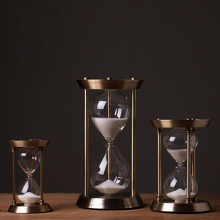 Desktop Decor Large Antique Brass Hourglass 15 Minute - 2 Hour Sand Hourglass