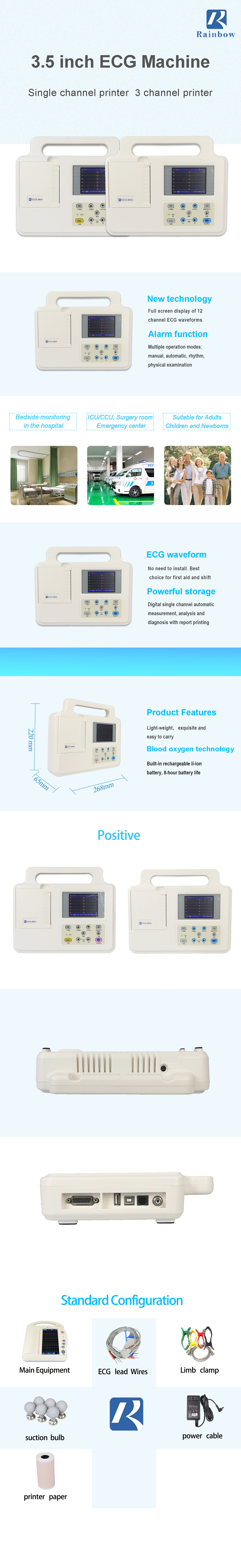 Automatic Measurement Personal Digital Single Channel ECG Machine ISO Certificated Electrocardiogram