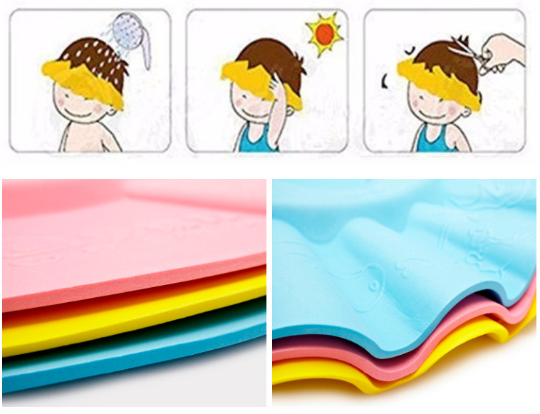 Safety Product Baby Shampoo Cap With Ear Cover / Adjustable Baby Shower Hat