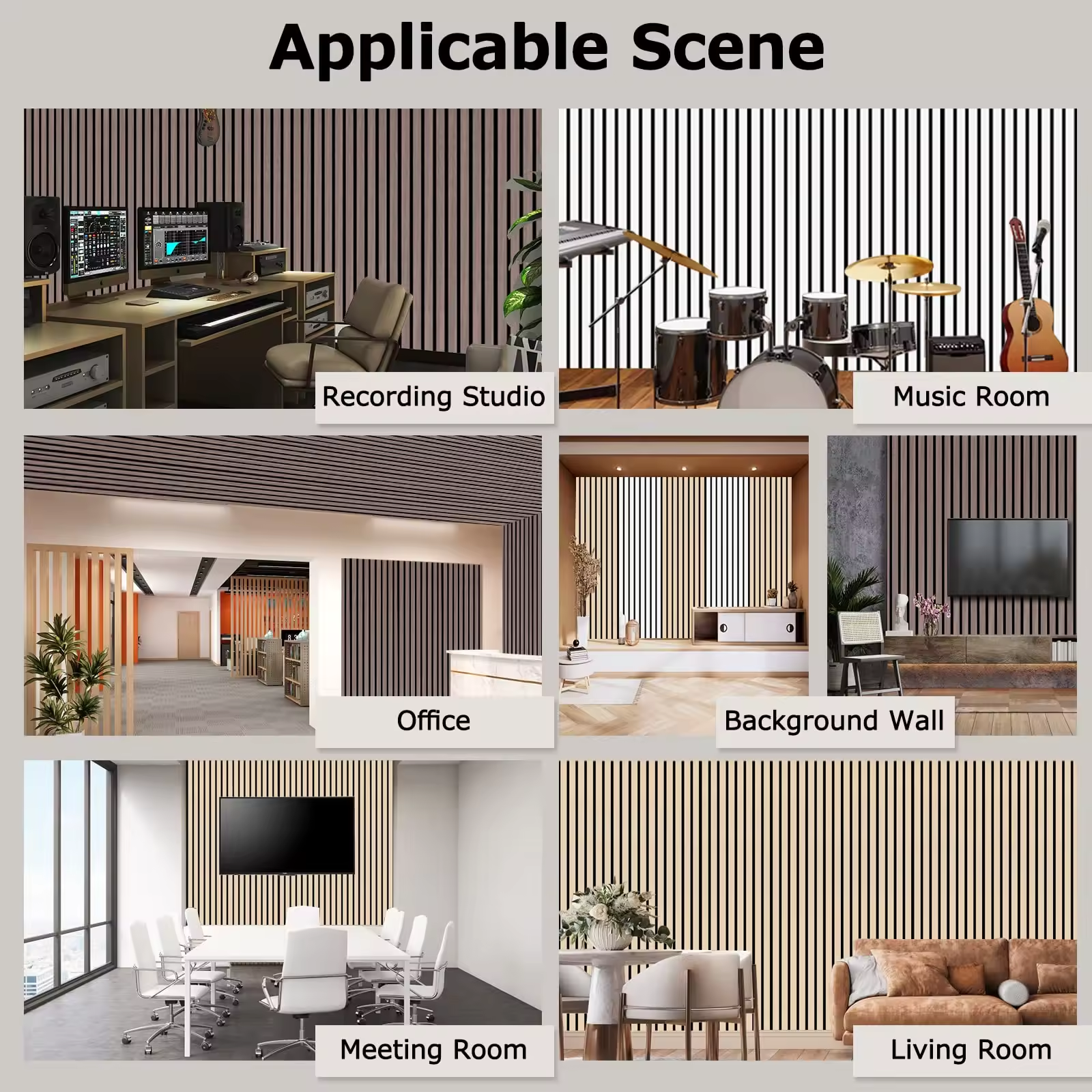 MQ Music Studio Equipment Wall Tiles Panel Wallboard MDF Soundproof Wood Slat Wall Panels Veneer Acoustic Panels