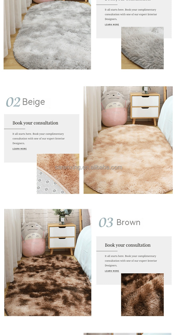 Stain Resistant Ultra Soft Fluffy Bedroom Rugs Oval Beige Throw Rugs for Small Spaces