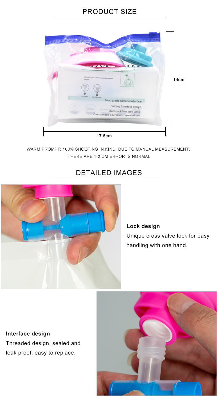 4pcs 800ML Travel Silicone Houseware Foldable Silicone Urine Bag