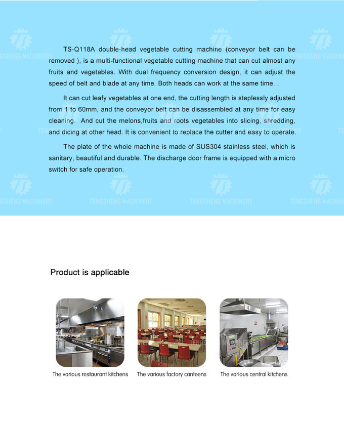 304 Stainless Steel Vegetable Processing Machine Double Head Cabbage Dicing Equipment