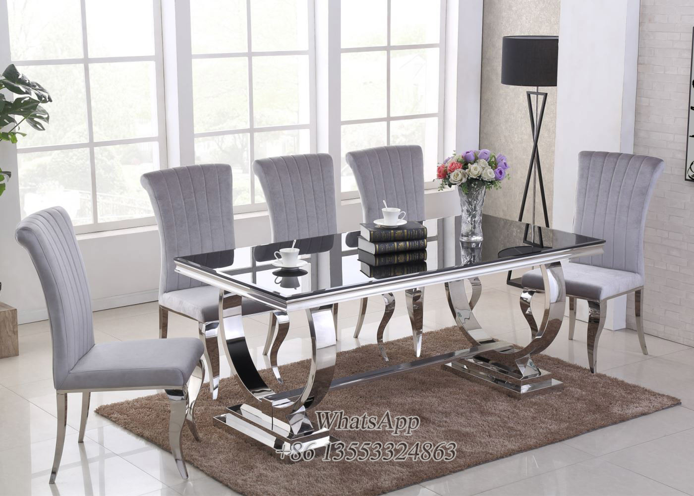Glass Stainless Steel Dining Table Base Suppliers in Chinese Factory (YS-6)
