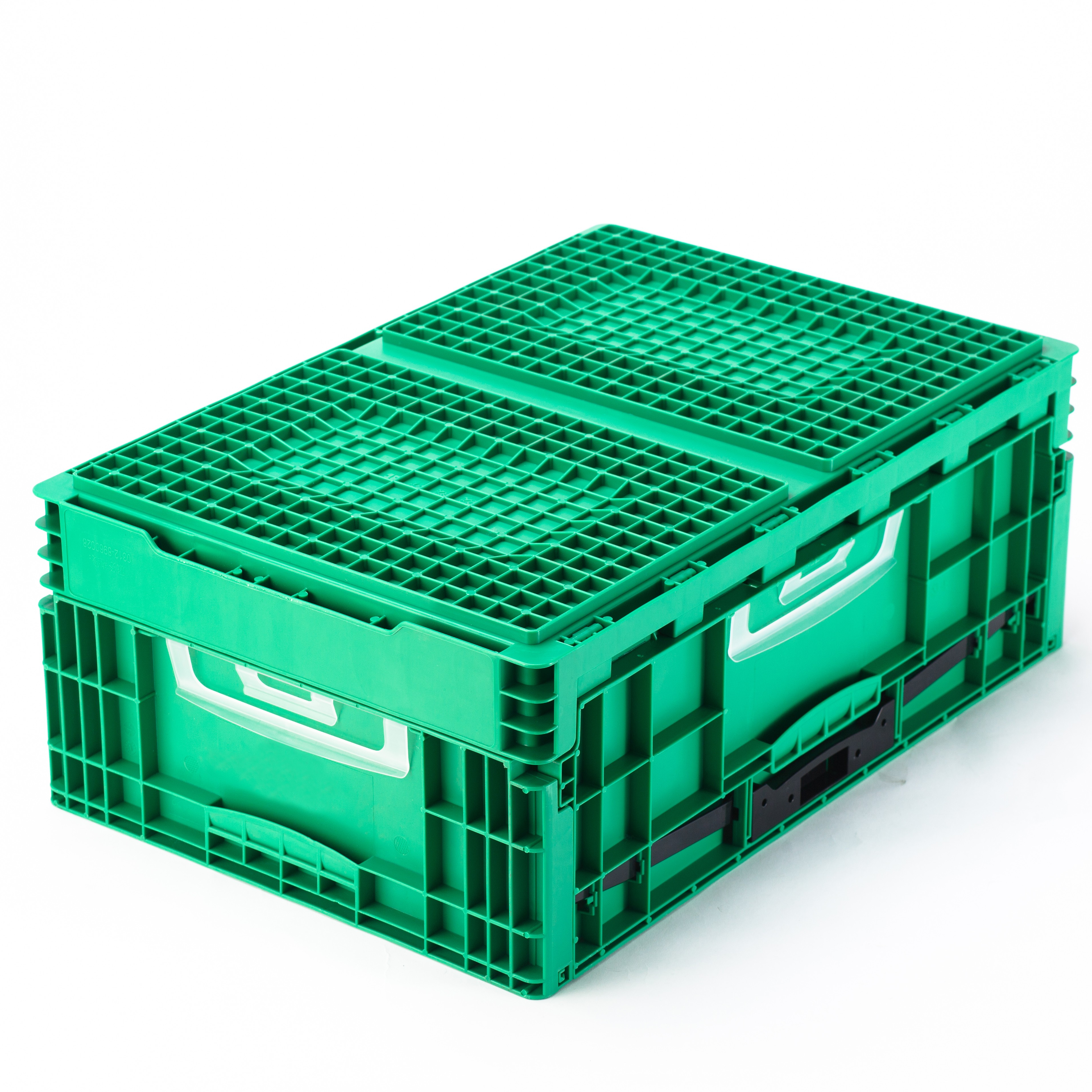 Customized Logo Foldable Green Plastic Circulation Basket for Stackable Organization