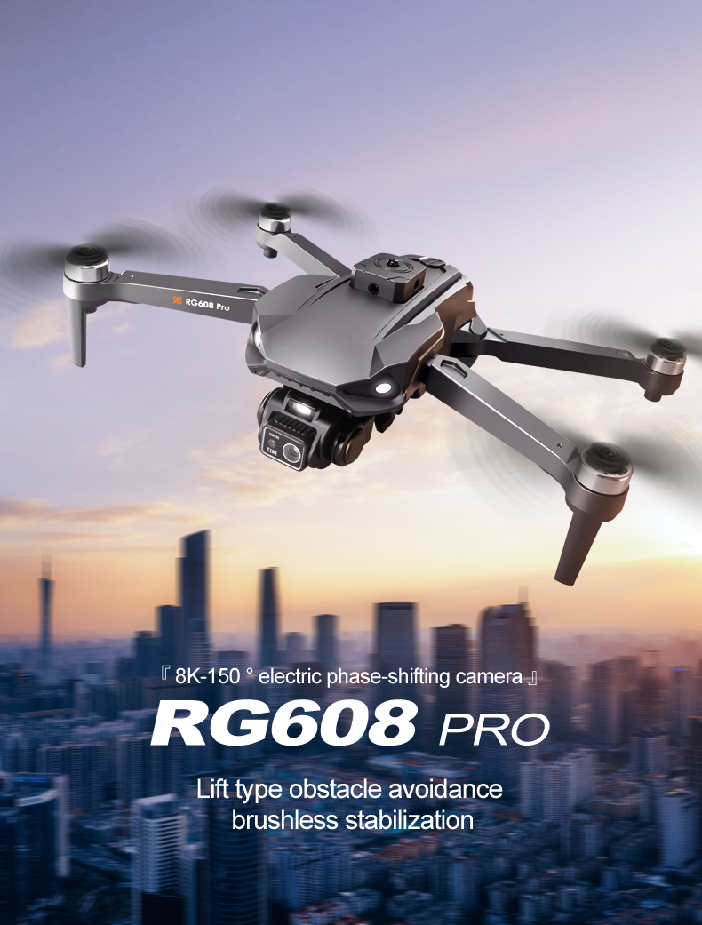 5KM Image Transmission Rg608 Pro Lift Obstacle Avoidance 8k Dual Camera Night Flash Shooting Brushless Motor 2.4g Wifi Fpv Quadcopter