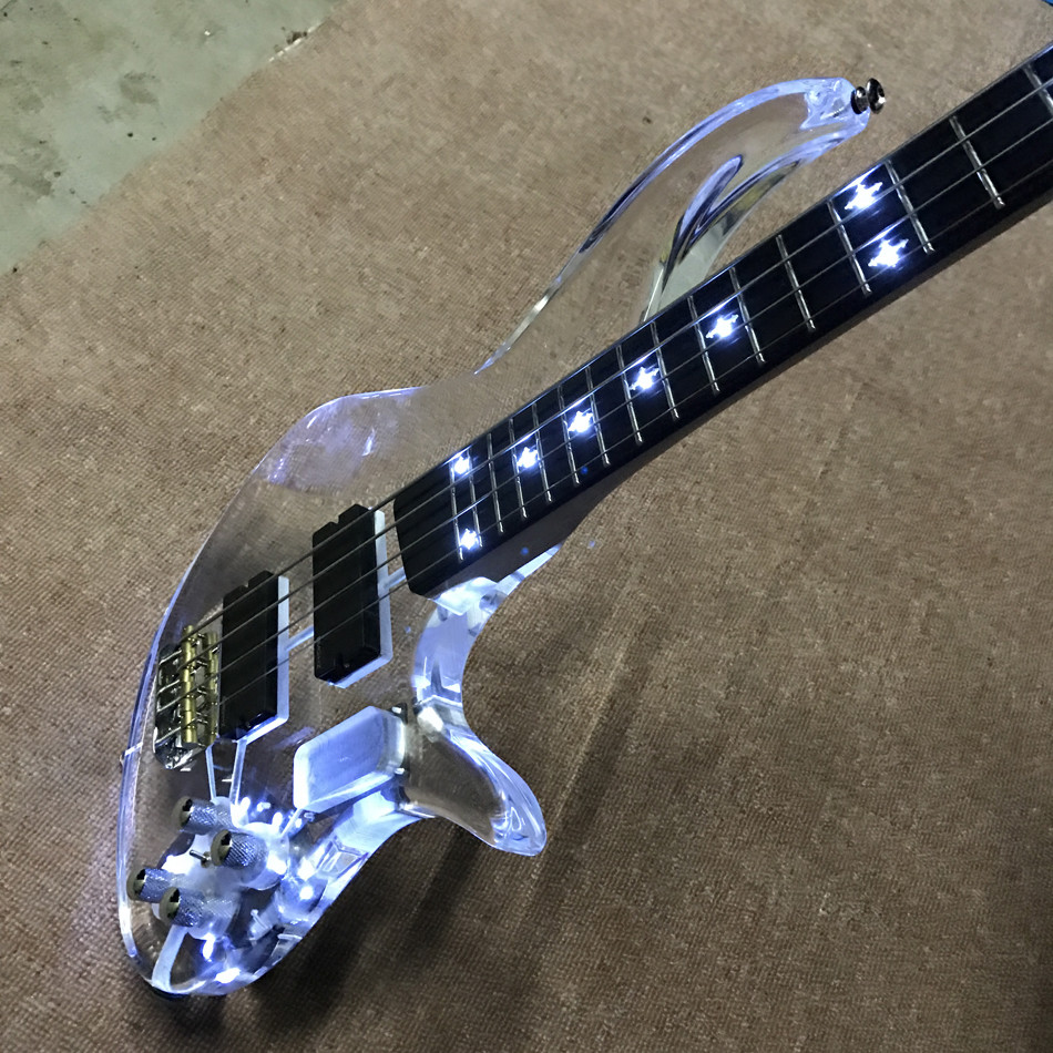 High quality LED light acrylic electric guitar rosewood fingerboard, free shipping