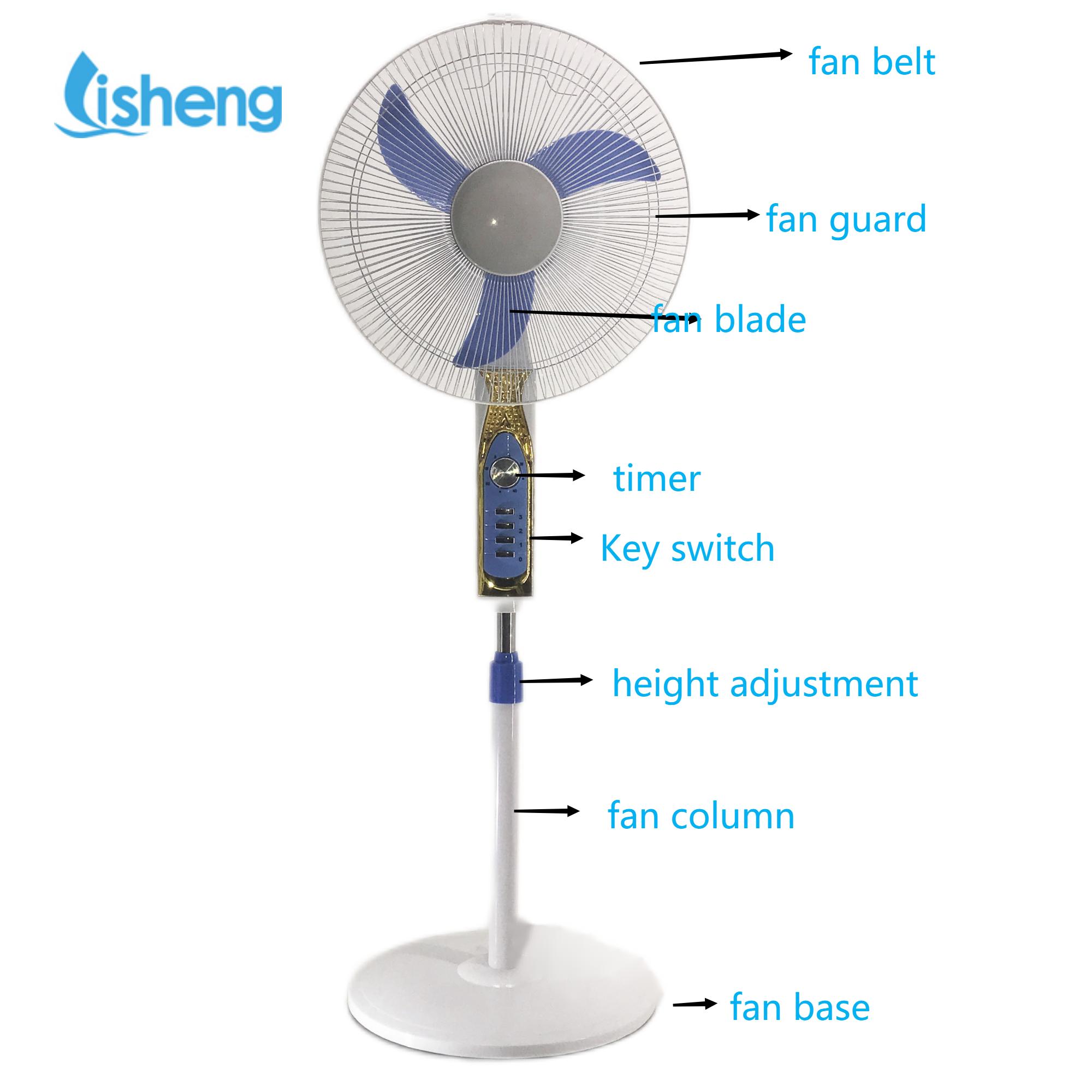 DC Energy Saving Cooling Fan Rechargeable 12V 18 Inch Stand Fan With Timer