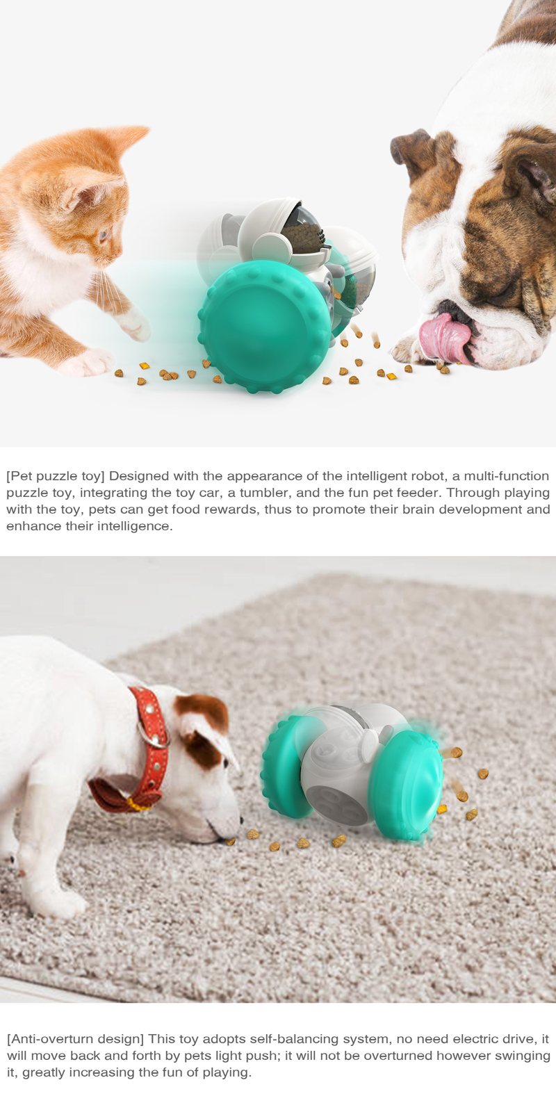 Pet Toy Playing ABS PC Fun IQ Treat Interactive Food Dispensing Ball Dogs and Cats Pet