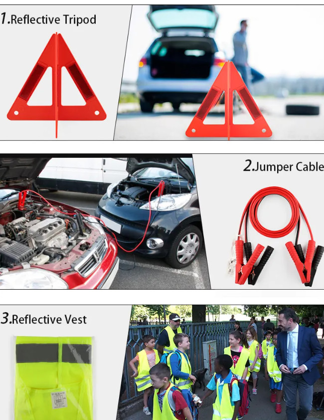 Metal Triangle Auto Use Automotive First Aid Kit Reflective Roadside Kits For Cars