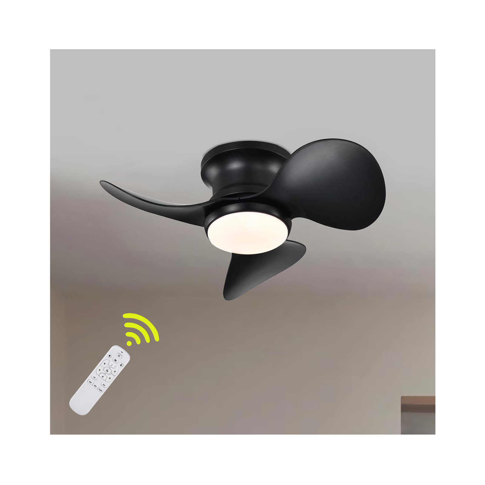 Dimmable LED Flush Mount Ceiling Fan With LED Light Customized