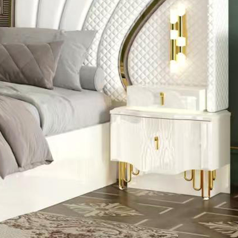 OEM Wholesale White Royal Luxury Double King Size Bed Master Room Modern Home Wooden Frame Full Bedroom Furniture Set