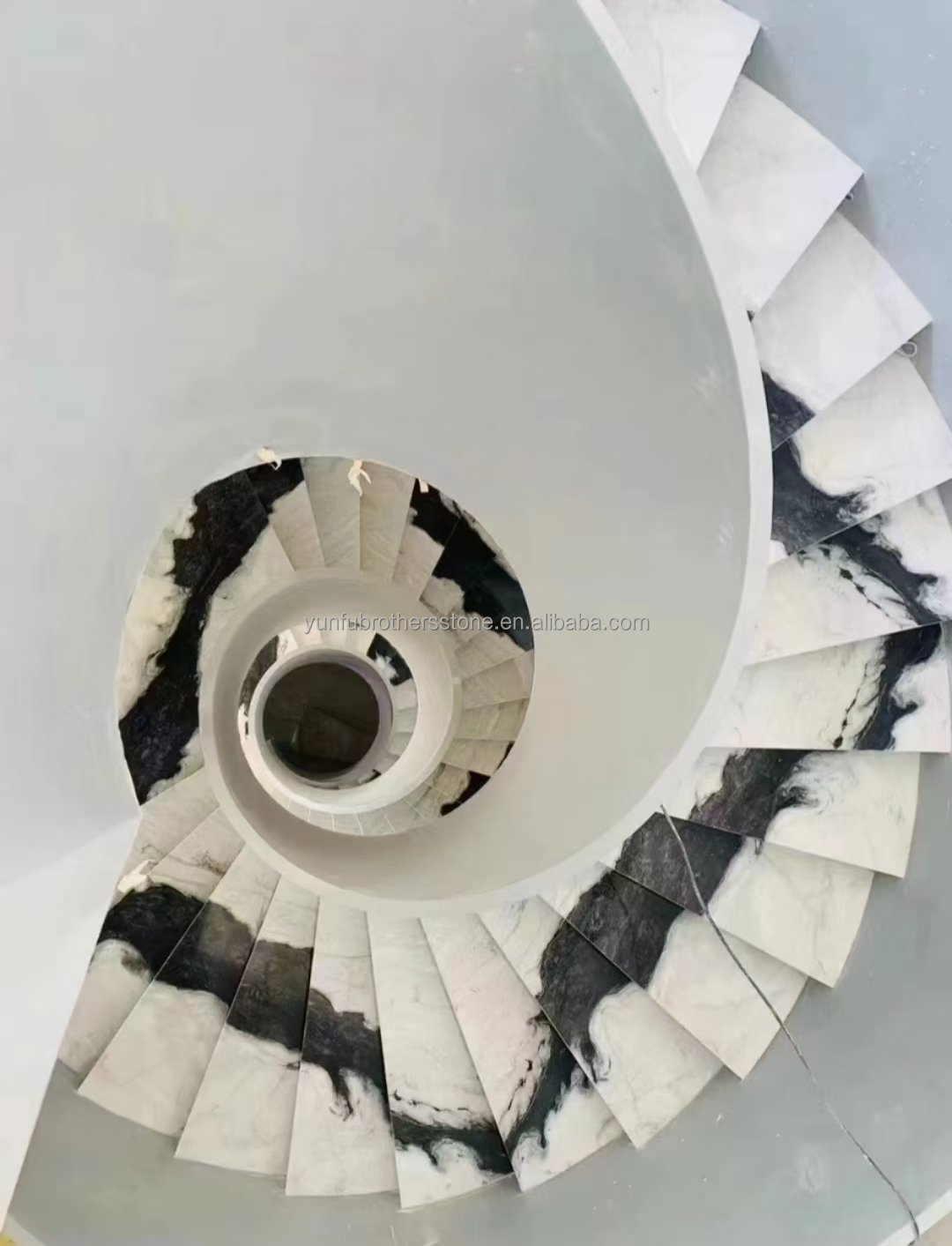 Easy Installation Panda White Marble Stairs with Modern Design and LED Wall Lights