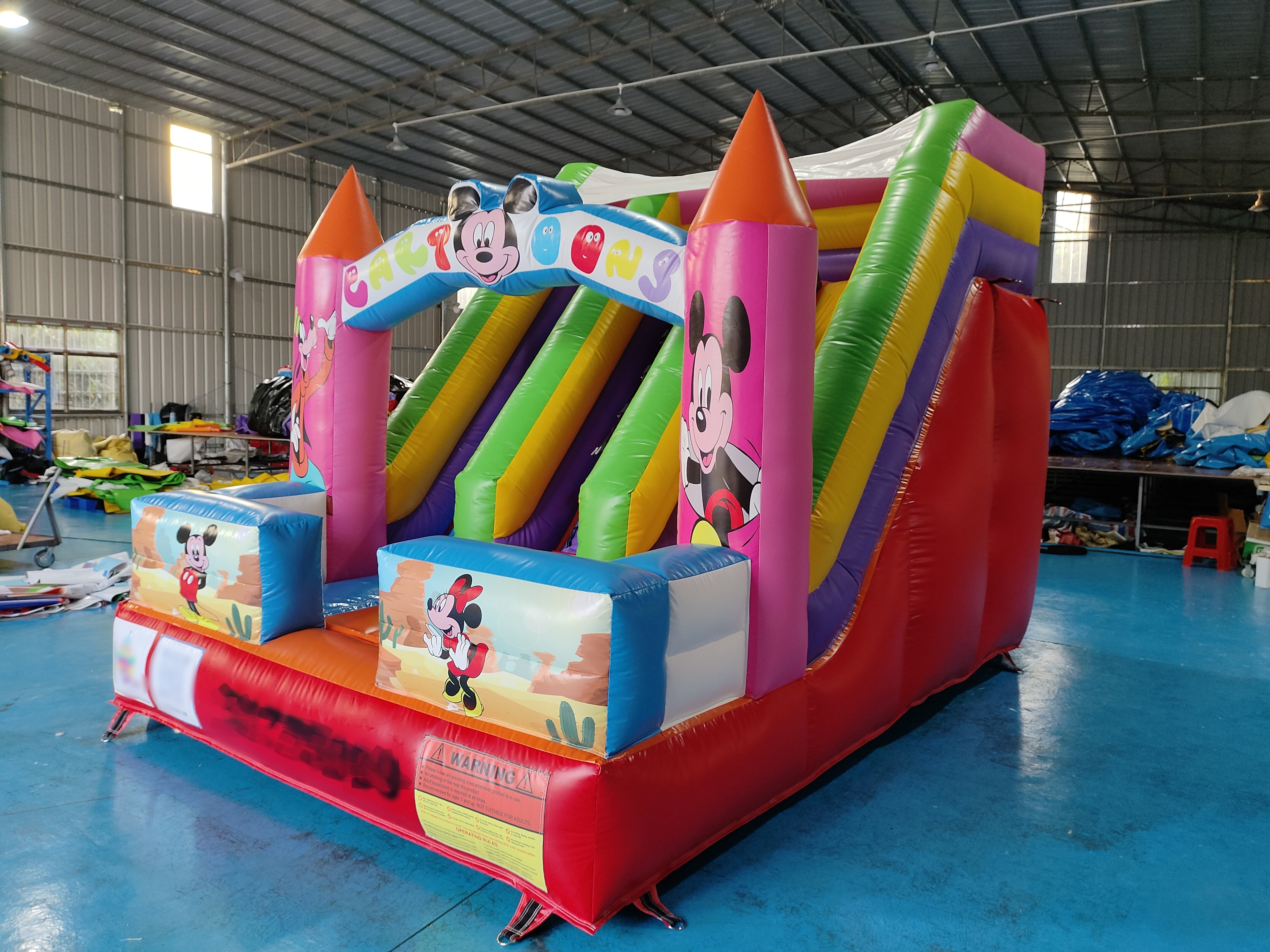Commercial Digital Printing Inflatable Dry Slide Mickey Mouse Cartoon Inflatable Castle For Outdoor For Kids