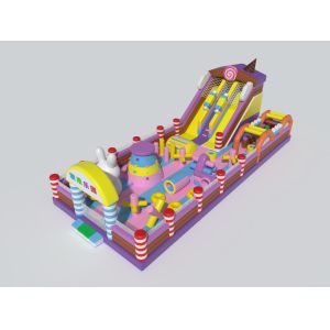  Candy Theme Inflatable Castle With Big Slides Obstacles Castle Manufactures
