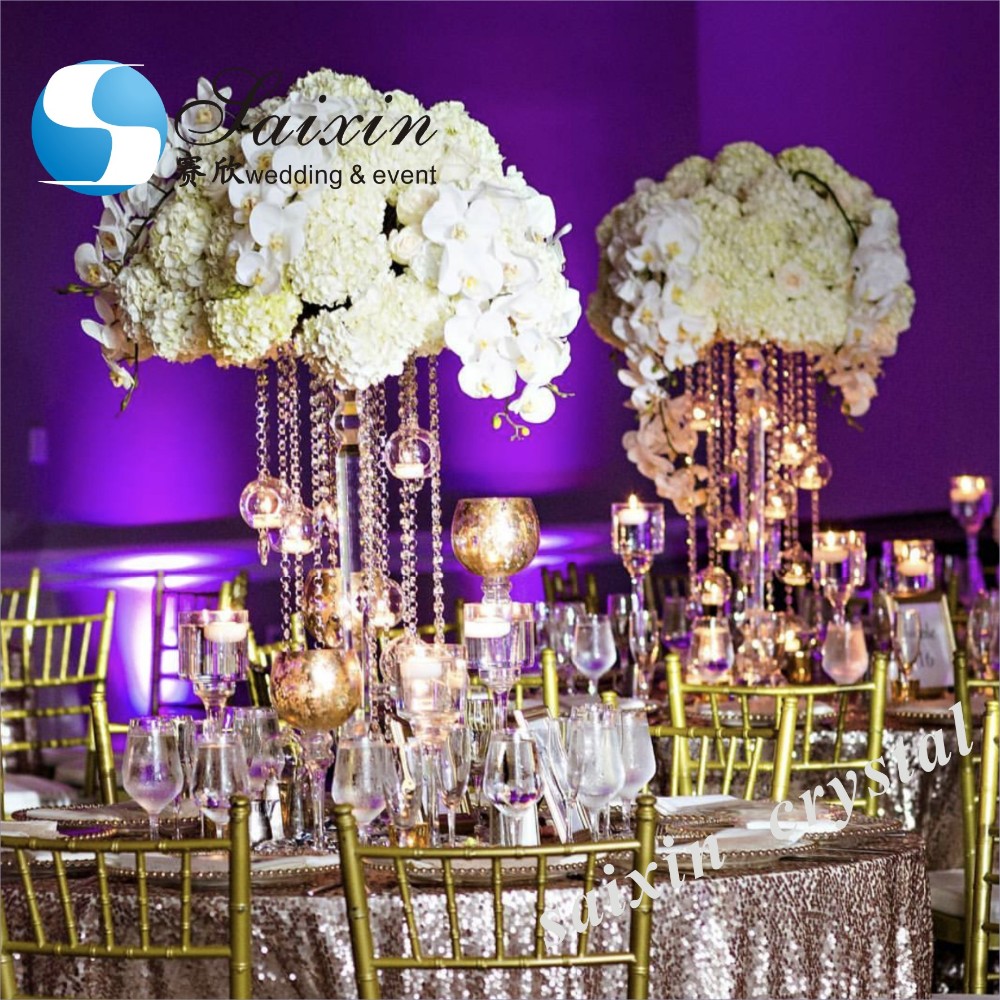 ZT-325L Saixin Gorgeous 18 arms Crystal candelabra flower stand for wedding centerpiece