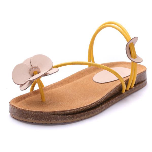 S067 Sandals women 2020 summer leather shrink buckle retro handmade three