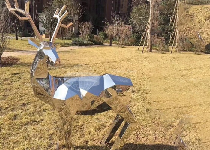 Modern Design Art Mirror Polished Stainless Steel Sculpture Dolphin Fountain