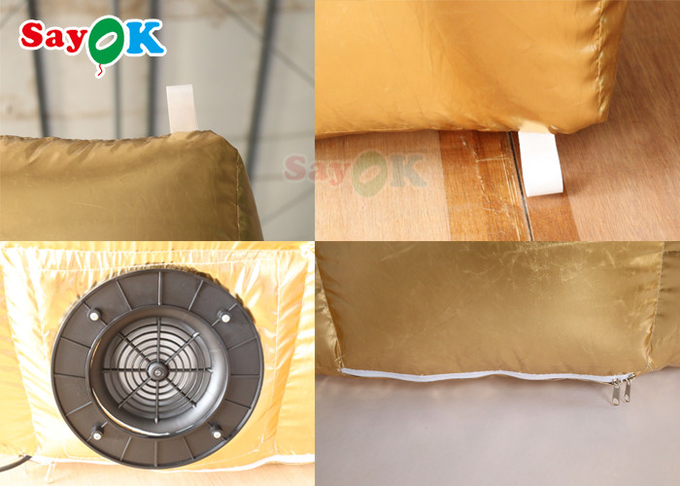 Portable Golden Inflatable Photo Booth Wall Led Lighting Curve Backdrop Photobooth Enclosure