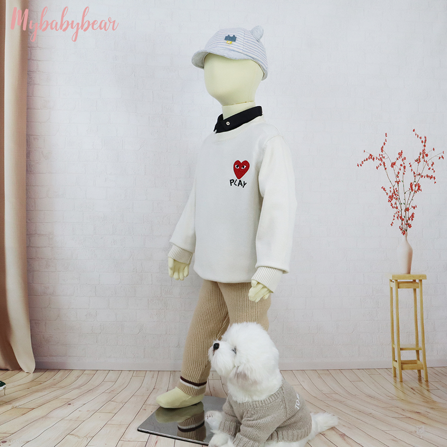 Children's fake-shirt faux shirt Collar neck long sleeve girls full needle Kid Knitted sweater