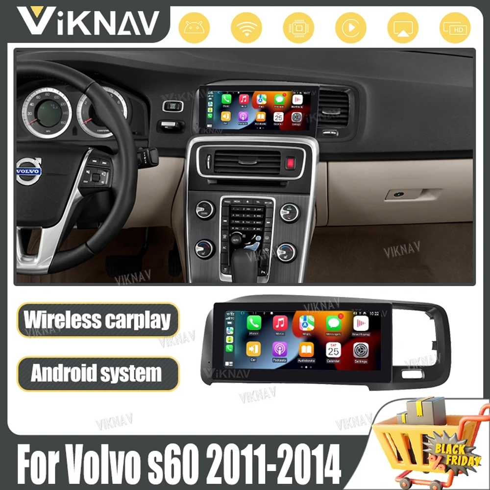 Viknav Car Radio For Volvo S60 (2011-2014) 8.8 inch Stereo Tesla Style Multimedia Player GPS Navigation DVD Head Unit
