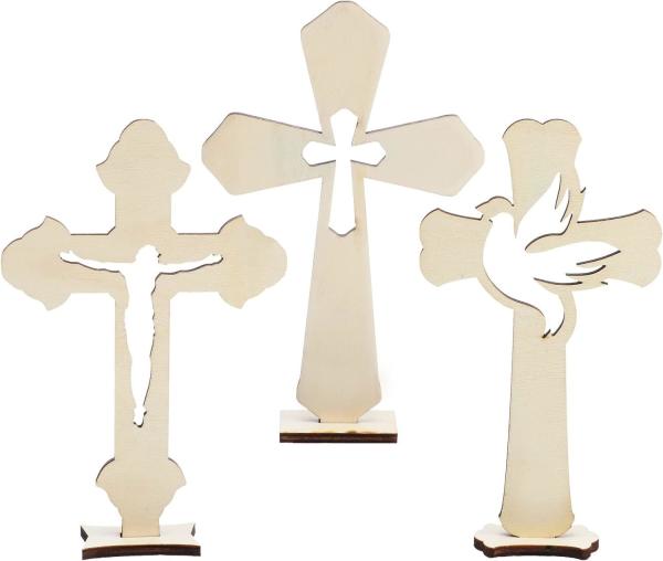 Customized Christmas Nativity Wooden Cross Unfinished Wood Tabletop Cross for