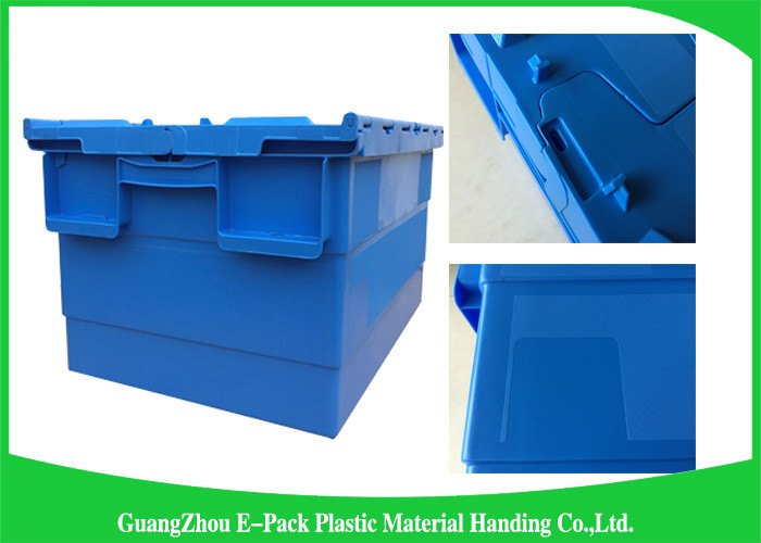 Industrial Plastic Attached Lid Containers , 600*400mm Assorted Height
