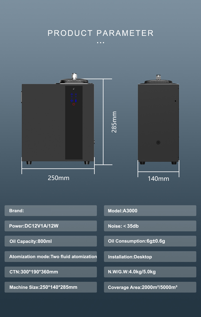 Bluetooth Aroma Diffuser Machine with 800ml Oil Capacity and Two-Fluid Atomization for HVAC Scent Diffusion