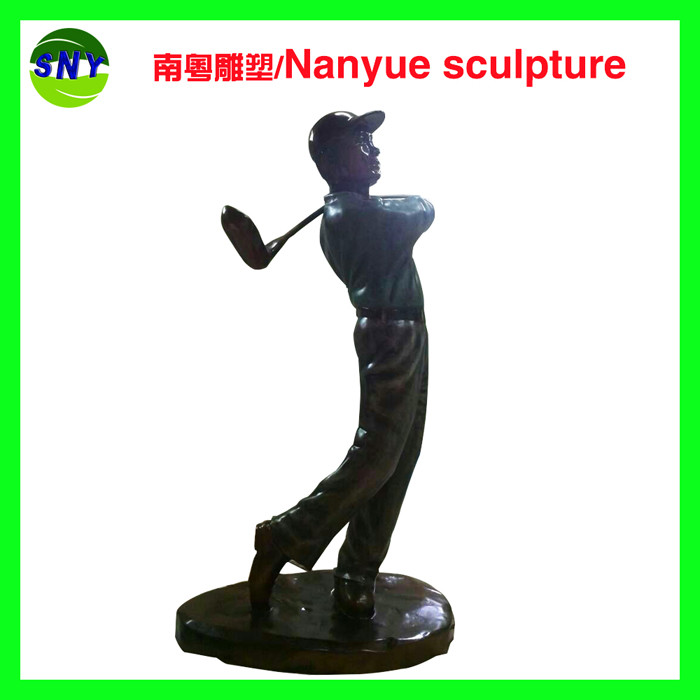 customize size figurine souvenir golf man statues sculpture by fiberglass bronze color