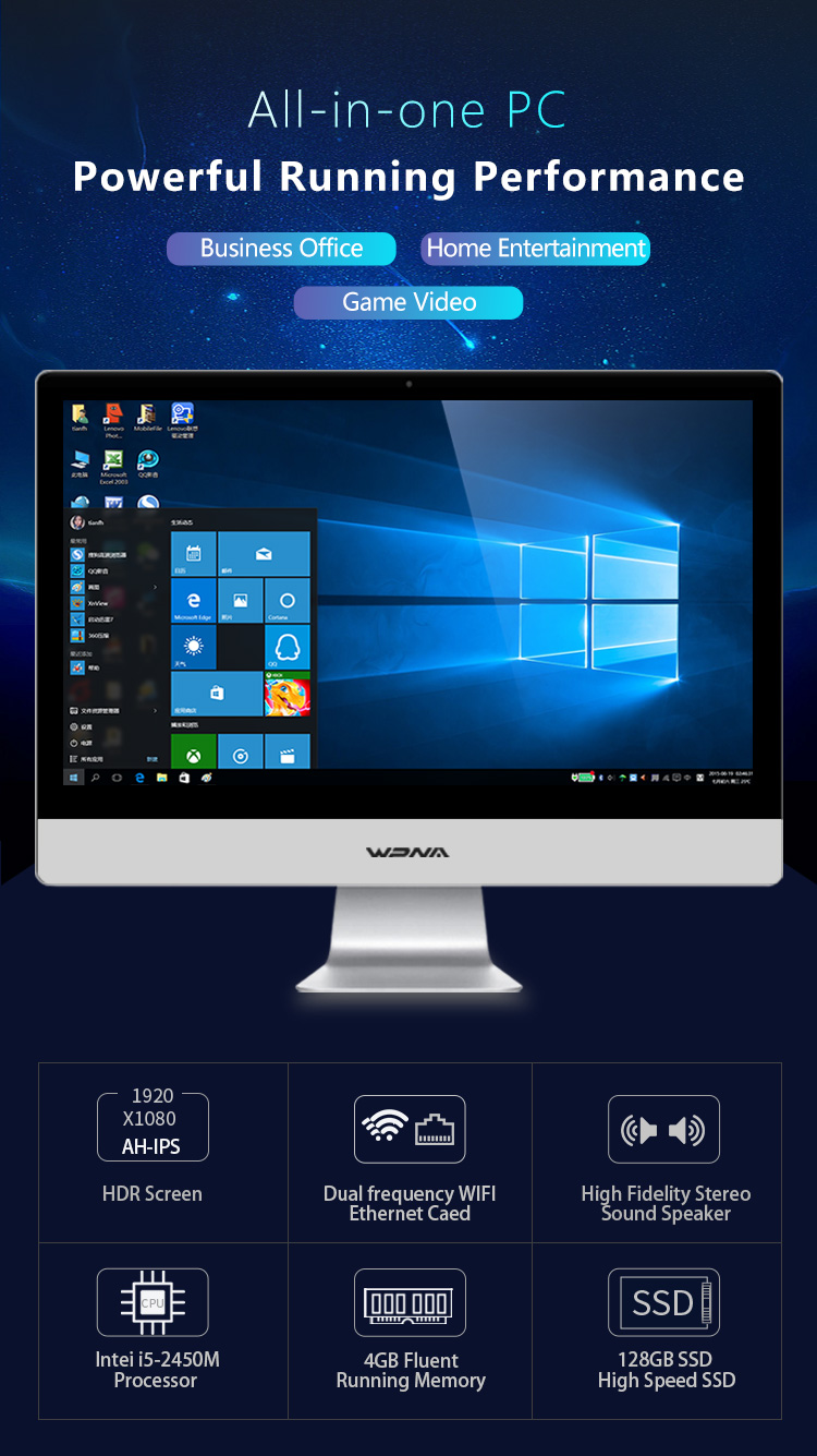 Home Office Desktop All In One PC Computer Intel Core I5 Processor Type