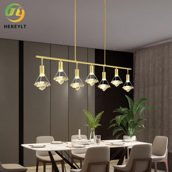 Luxury Crystal Modern Pendant Light Simple Restaurant Long Line Bar Dining Card