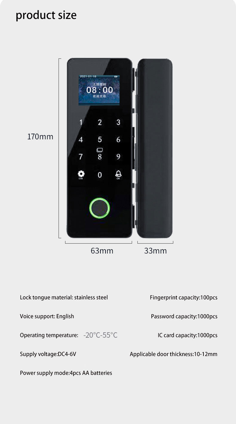 Aluminum Alloy Digital Rim Lock Automatic Biometric Tuya Fingerprint Lock