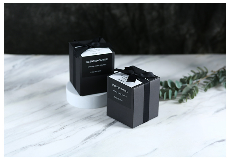 Custom Logo Glass Candle Jars Package with Ribbon Luxury Paperboard Candle Box Packaging