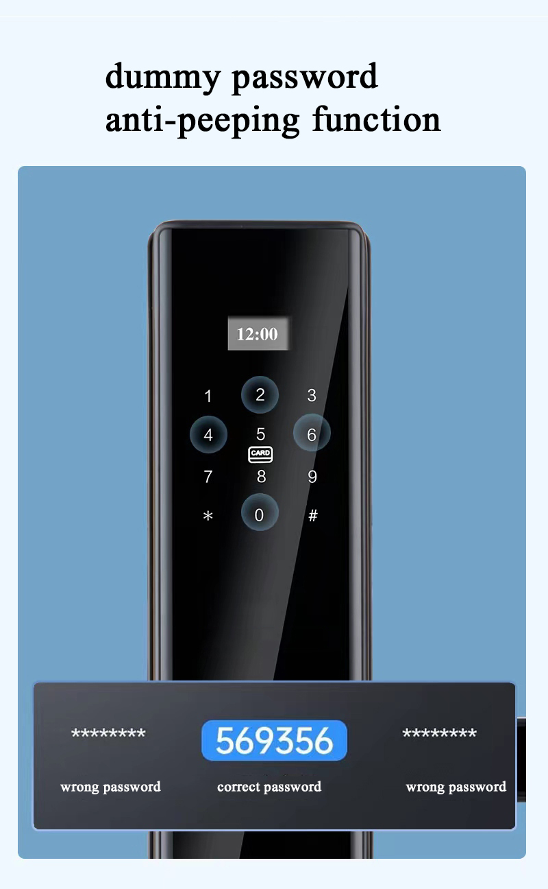 5kg Fingerprint Biometric Door Lock Passcode IC Card Bluetooth Door Lock